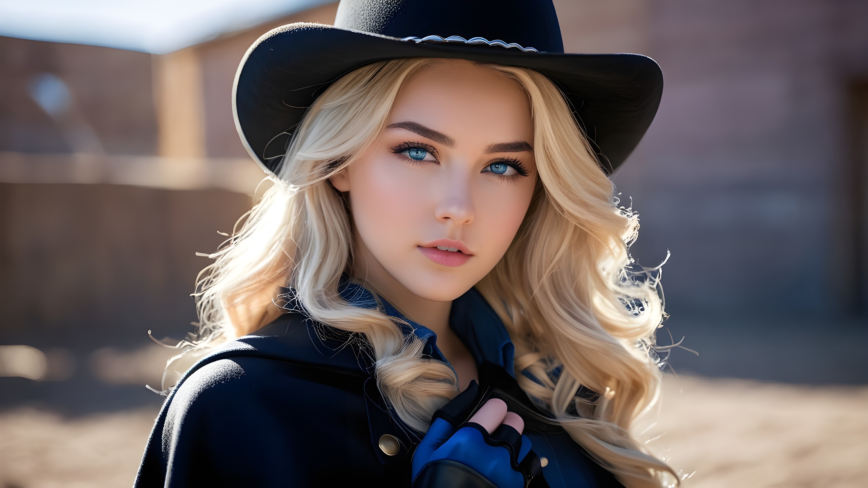 Modern Cowgirl in Western Setting with Blonde Hair