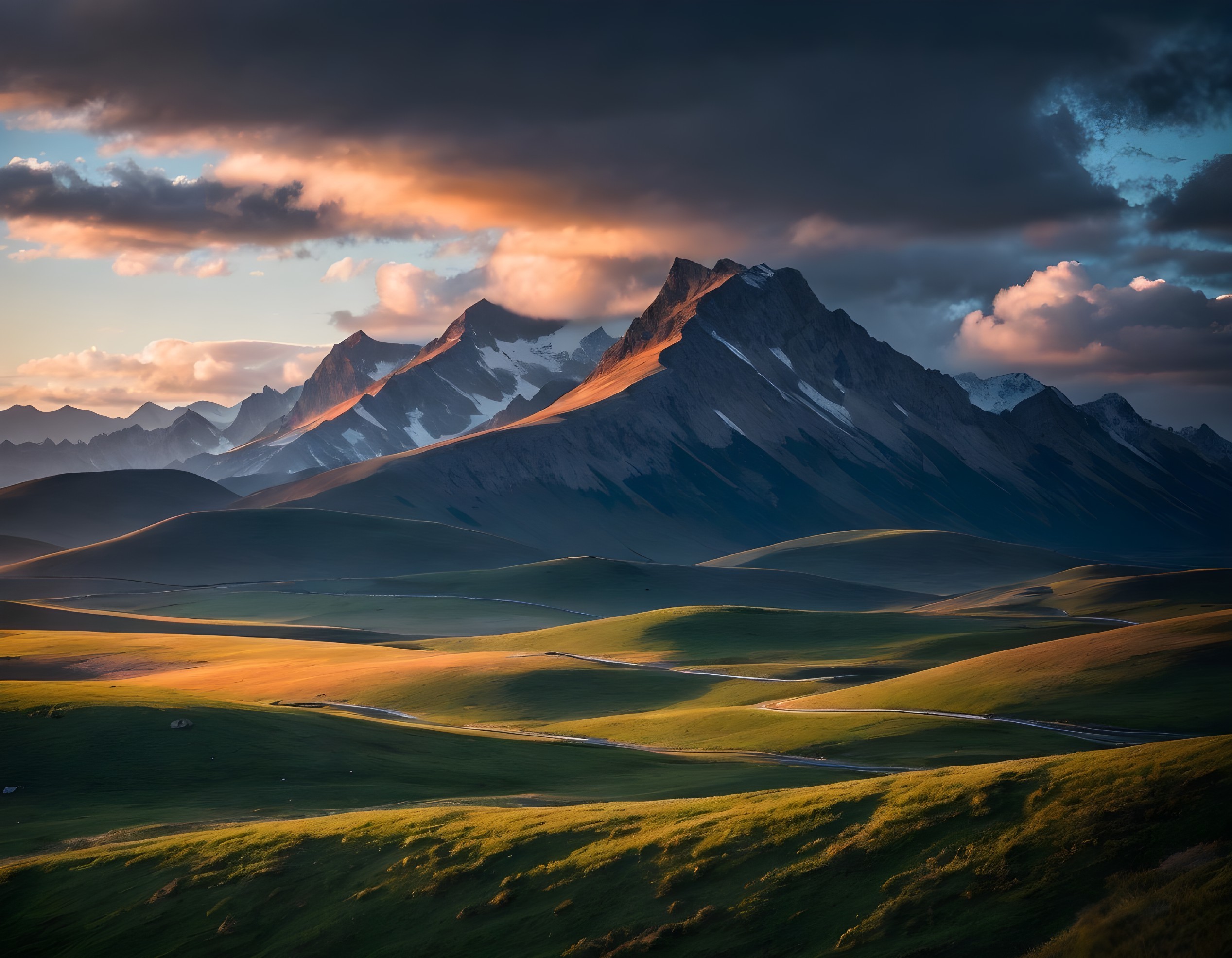 Breathtaking Mountainous Landscape at Dusk