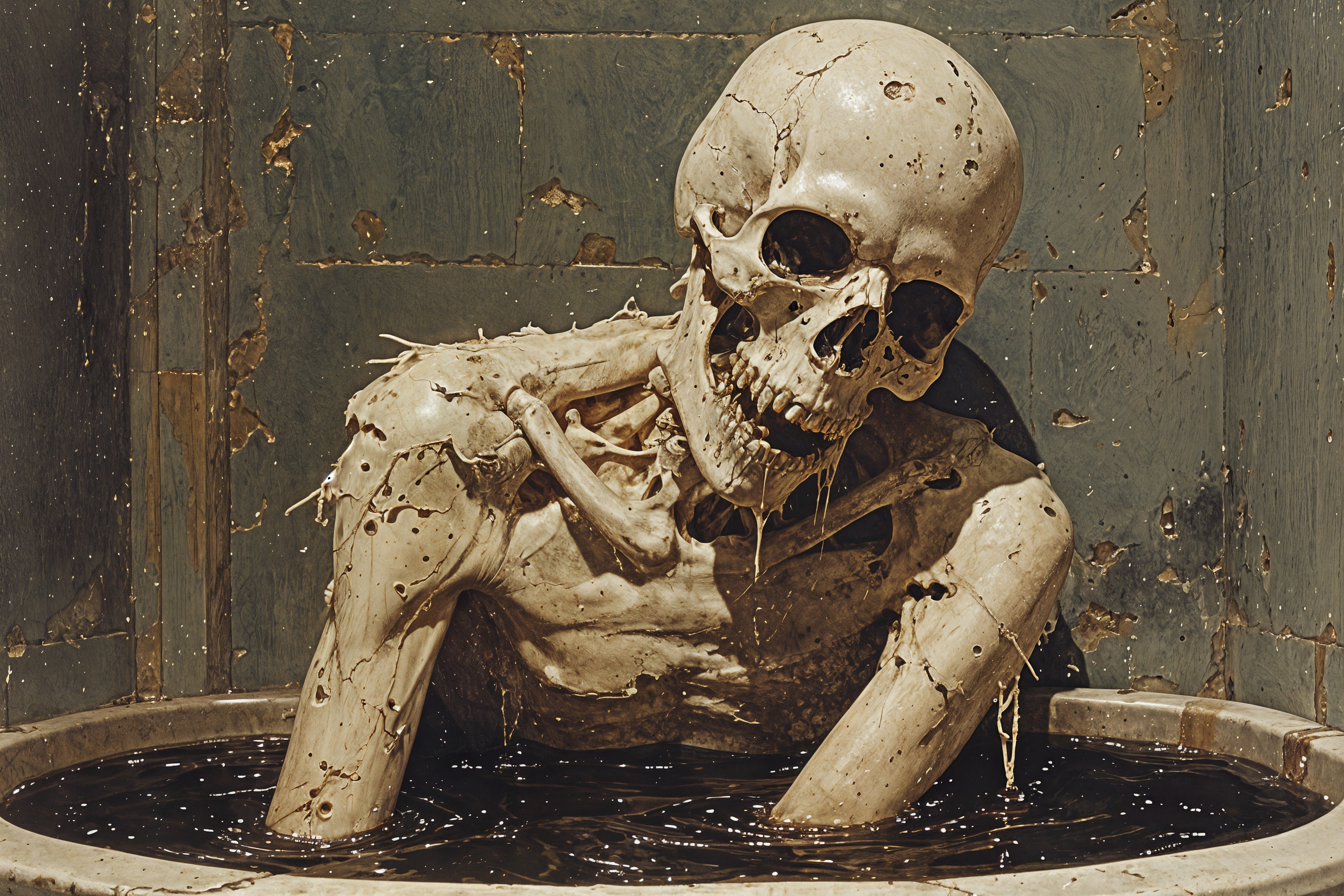 Skeleton in Dark Liquid Within Circular Basin