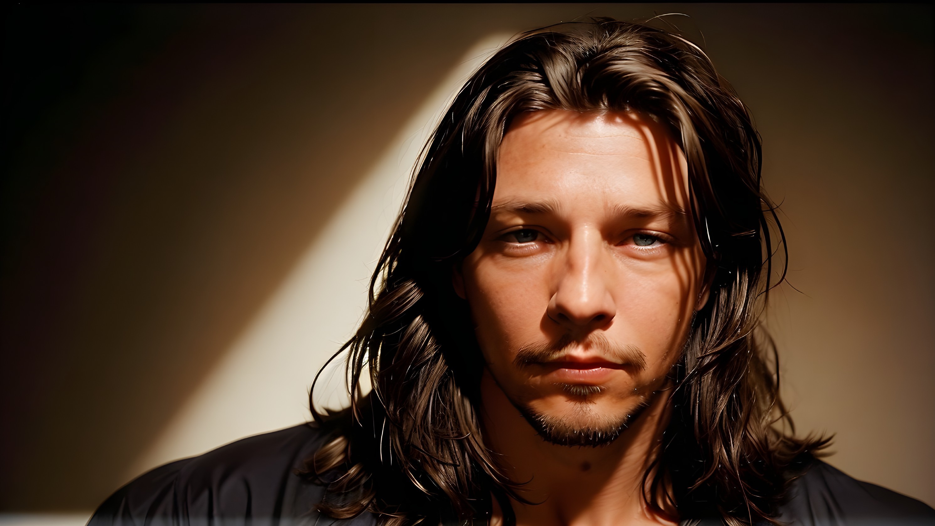 Portrait of a man with dark hair and blue eyes