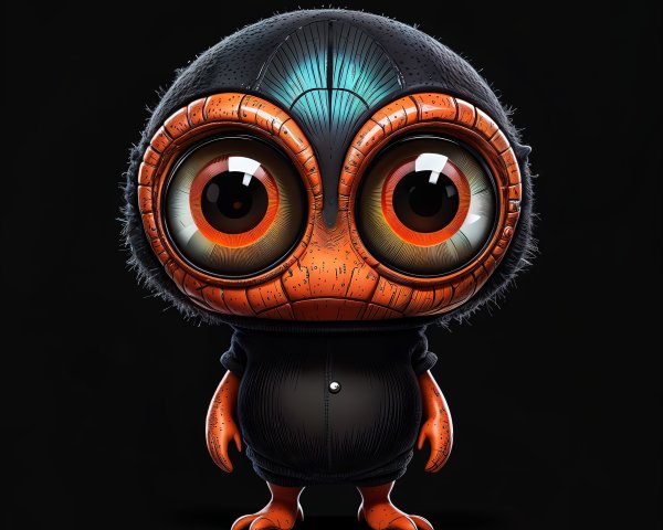 Quirky Cartoon Creature with Fuzzy Texture and Bright Colors