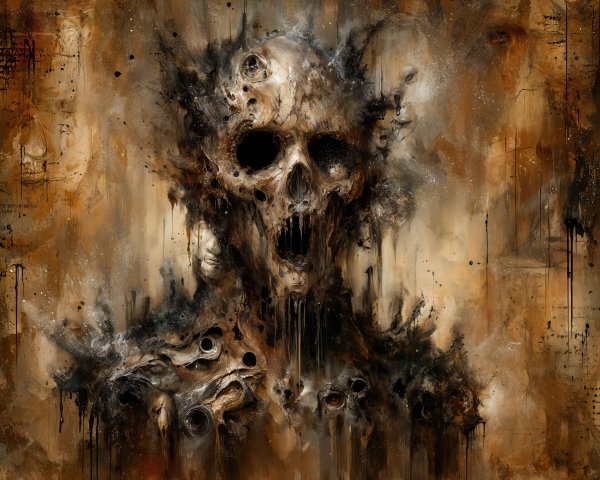 Abstract Skull in Dark Tones with Haunting Textures