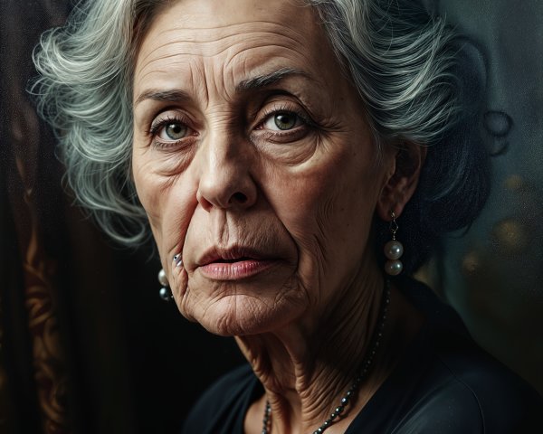 Mature Woman with Silver Hair and Elegant Accessories