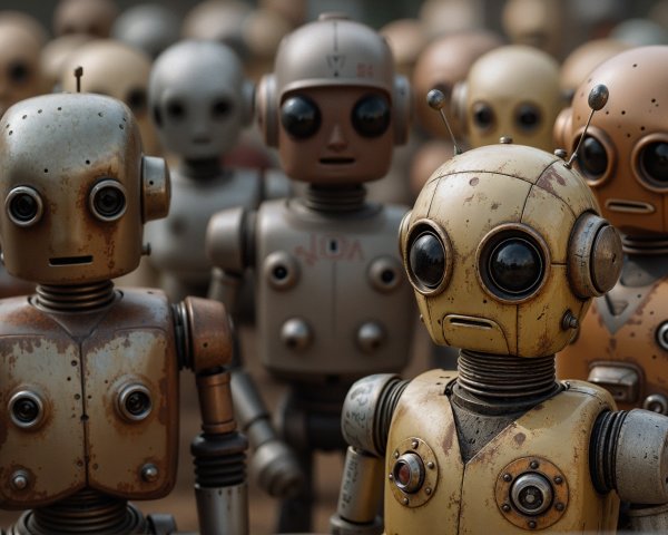 Vintage Robot Collection Displaying Diverse Designs