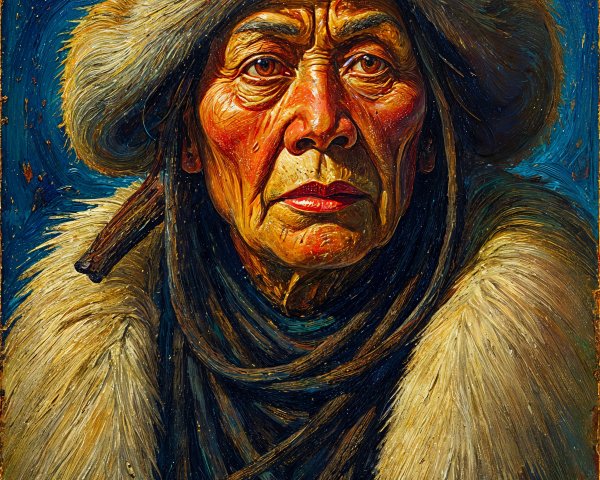 Elder in Fur Hat and Coat with Deeply Etched Features