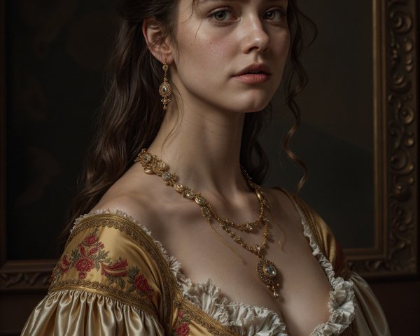 Portrait of a Young Woman in Historical Gown