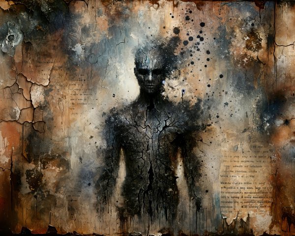 Abstract Ethereal Figure in Textured Dark Background