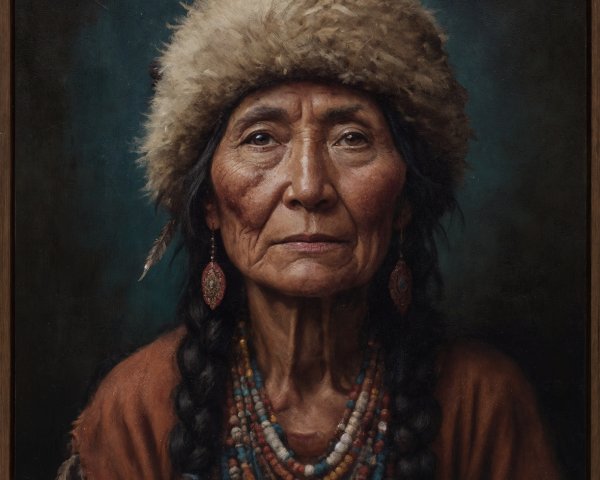 Elderly Indigenous Woman in Traditional Attire Portrait