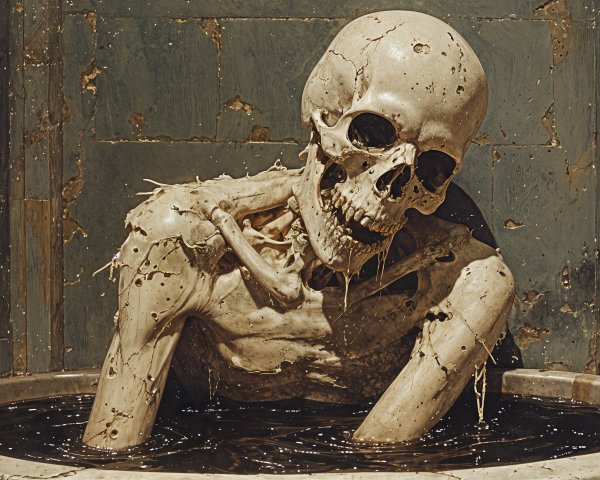 Skeleton in Dark Liquid Within Circular Basin
