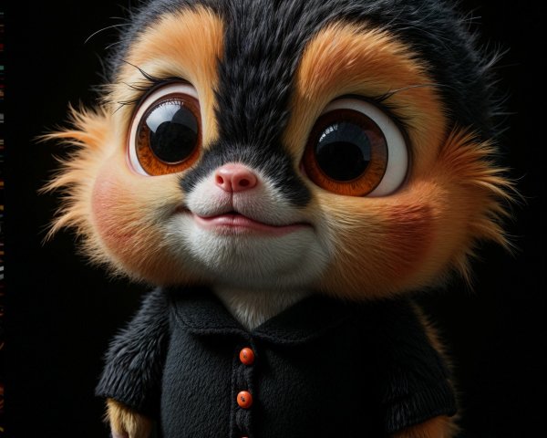 Cartoonish Creature with Fluffy Fur and Jacket