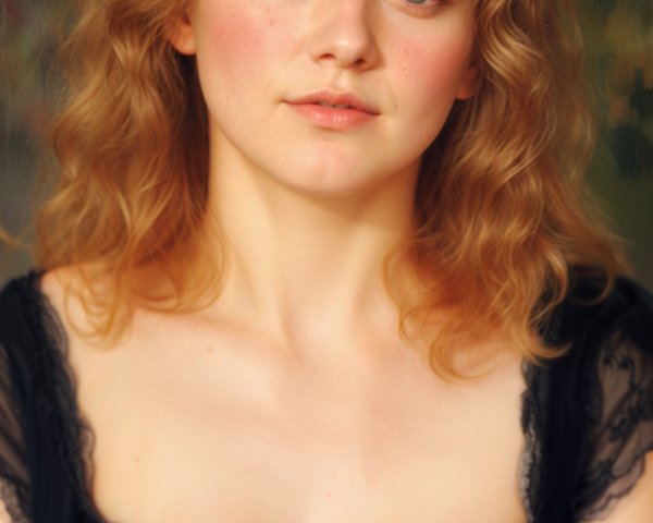 Portrait of a Young Woman with Blonde Hair and Green Eyes