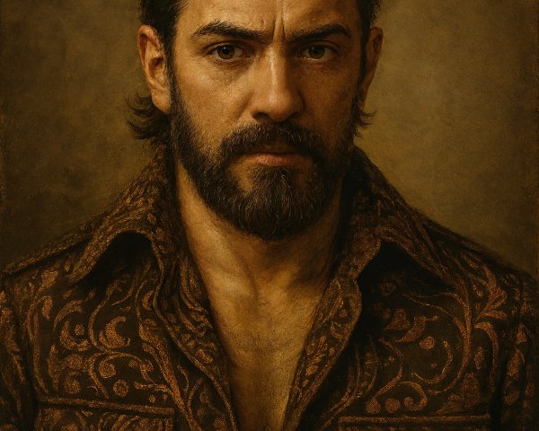 Portrait of a Man with Defined Features and Beard