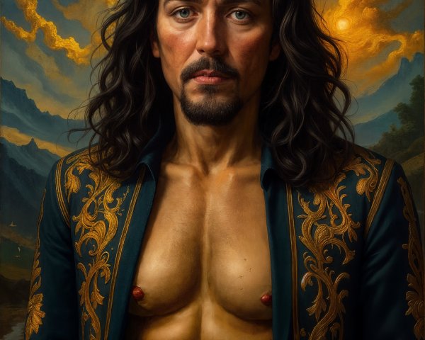 Portrait of a Muscular Man in Ornate Jacket