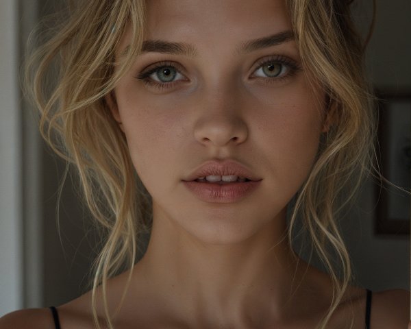 Close-Up Portrait of a Young Woman with Green Eyes