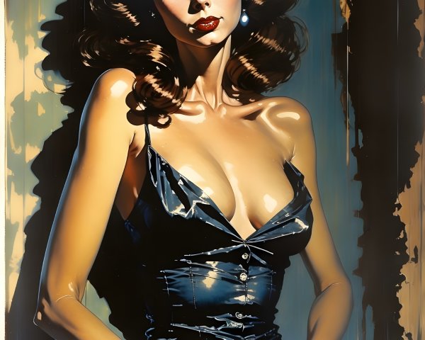 Glamorous Woman in Vintage Pin-Up Style Portrait