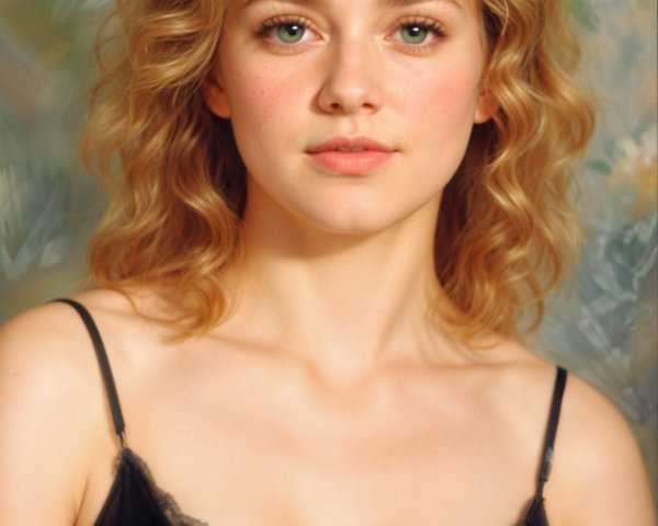 Portrait of a Young Woman with Curly Blonde Hair