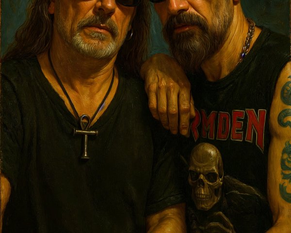 Two Men in Sunglasses with Edgy Style and Tattoos