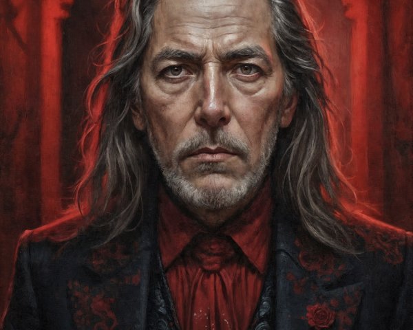Solemn Portrait of a Middle-Aged Man in Dramatic Colors