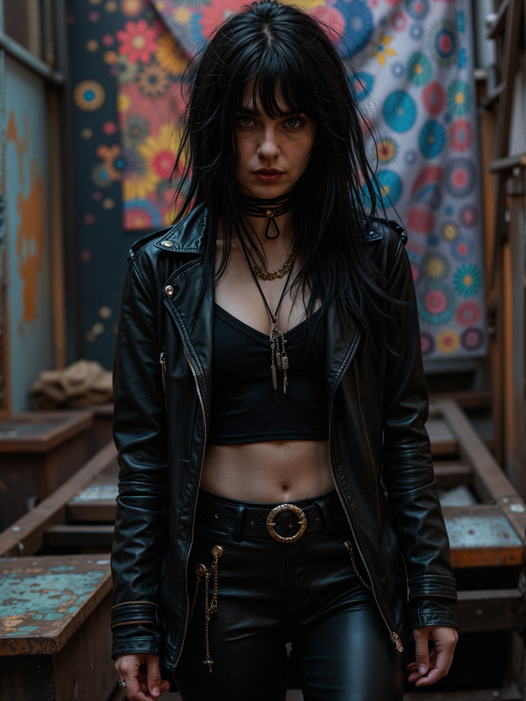 Young Woman in Urban Setting with Edgy Style