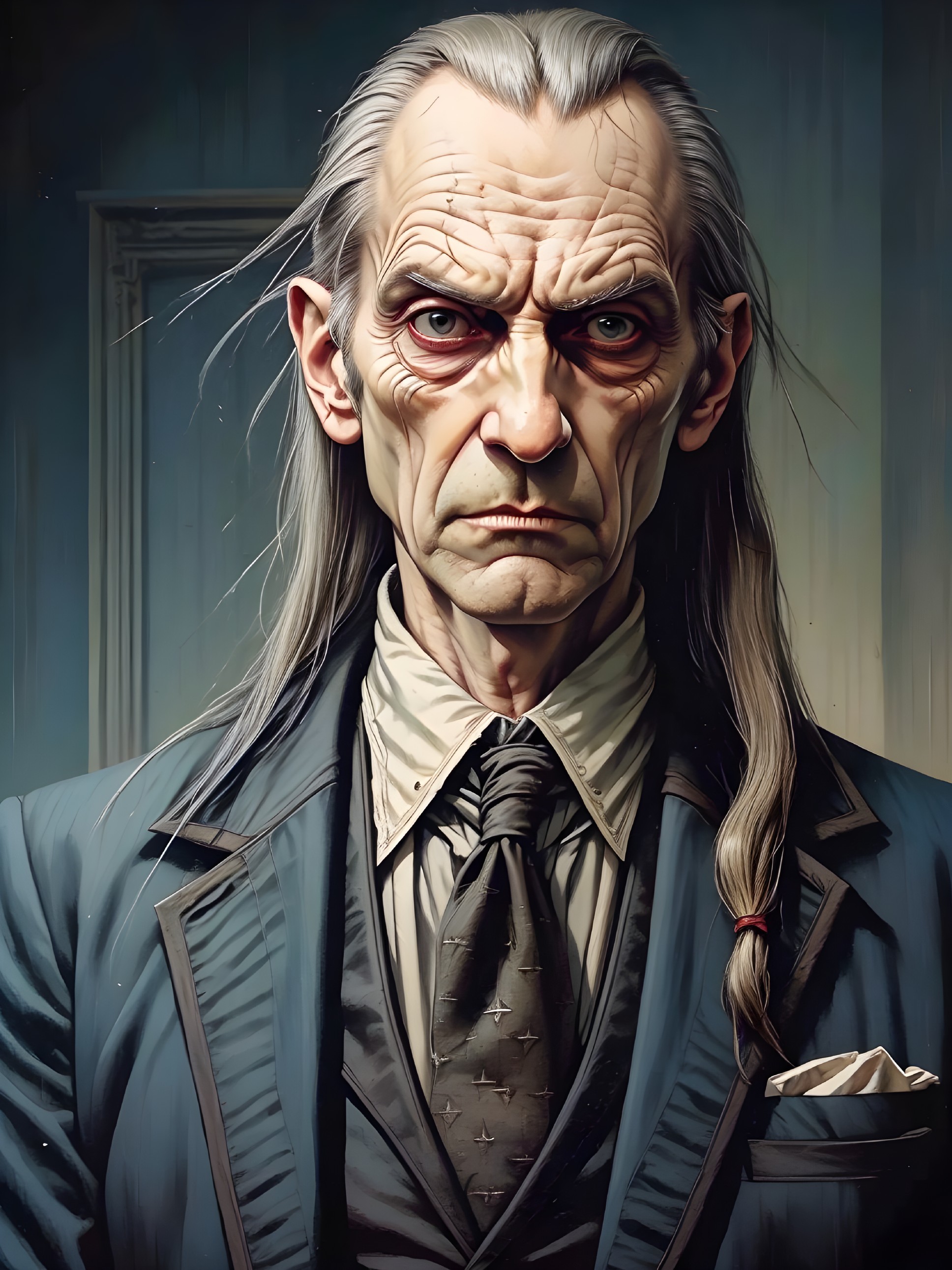Stern Man in Dark Suit with Intense Expression