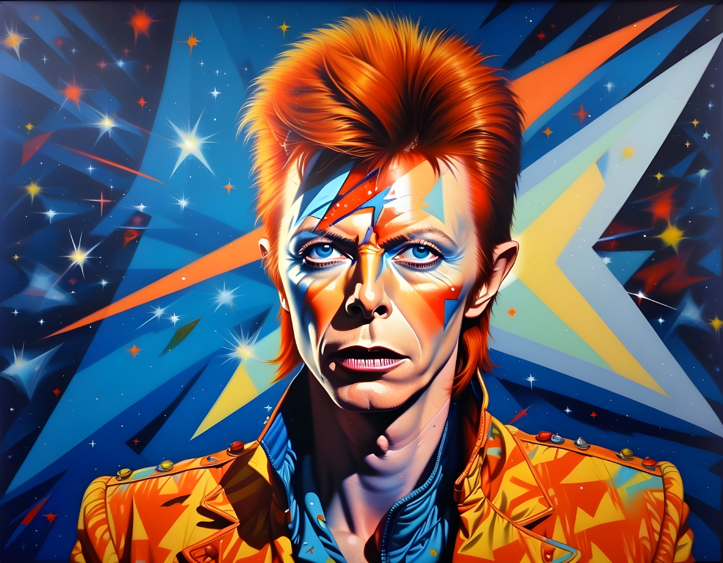 Vibrant Artwork of Person with Orange Hair and Lightning Bolt