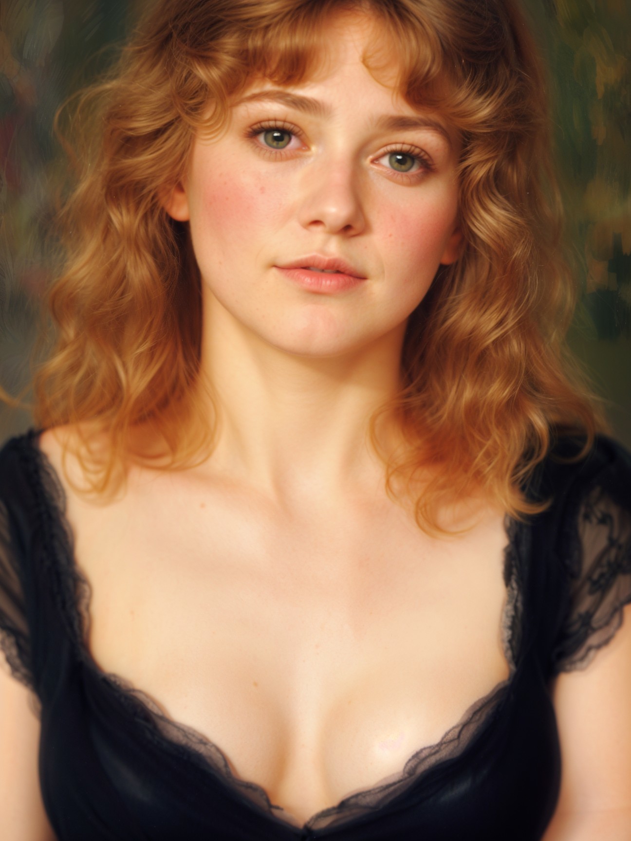 Portrait of a Young Woman with Blonde Hair and Green Eyes
