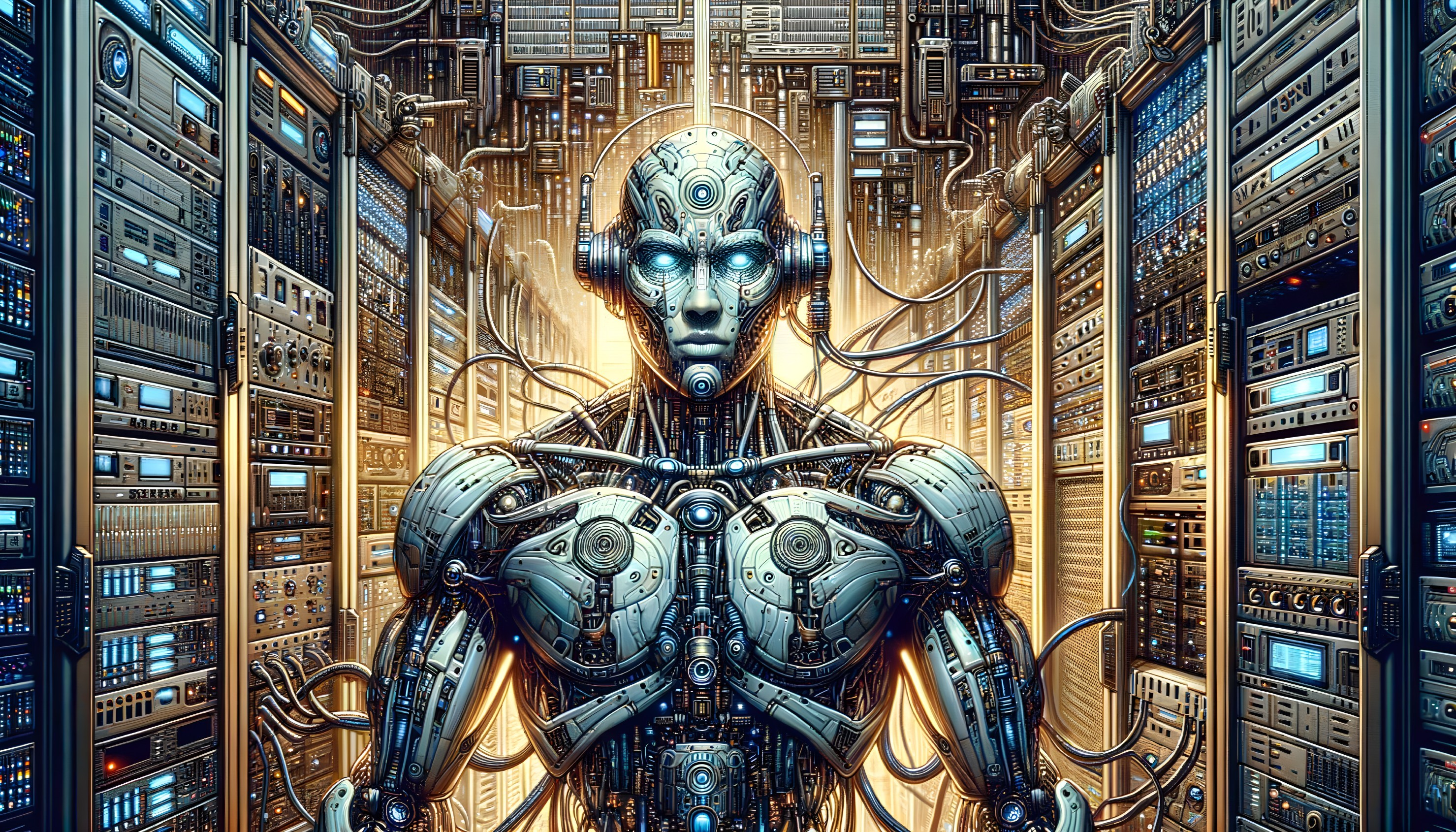 Humanoid Robot in Futuristic Server Environment