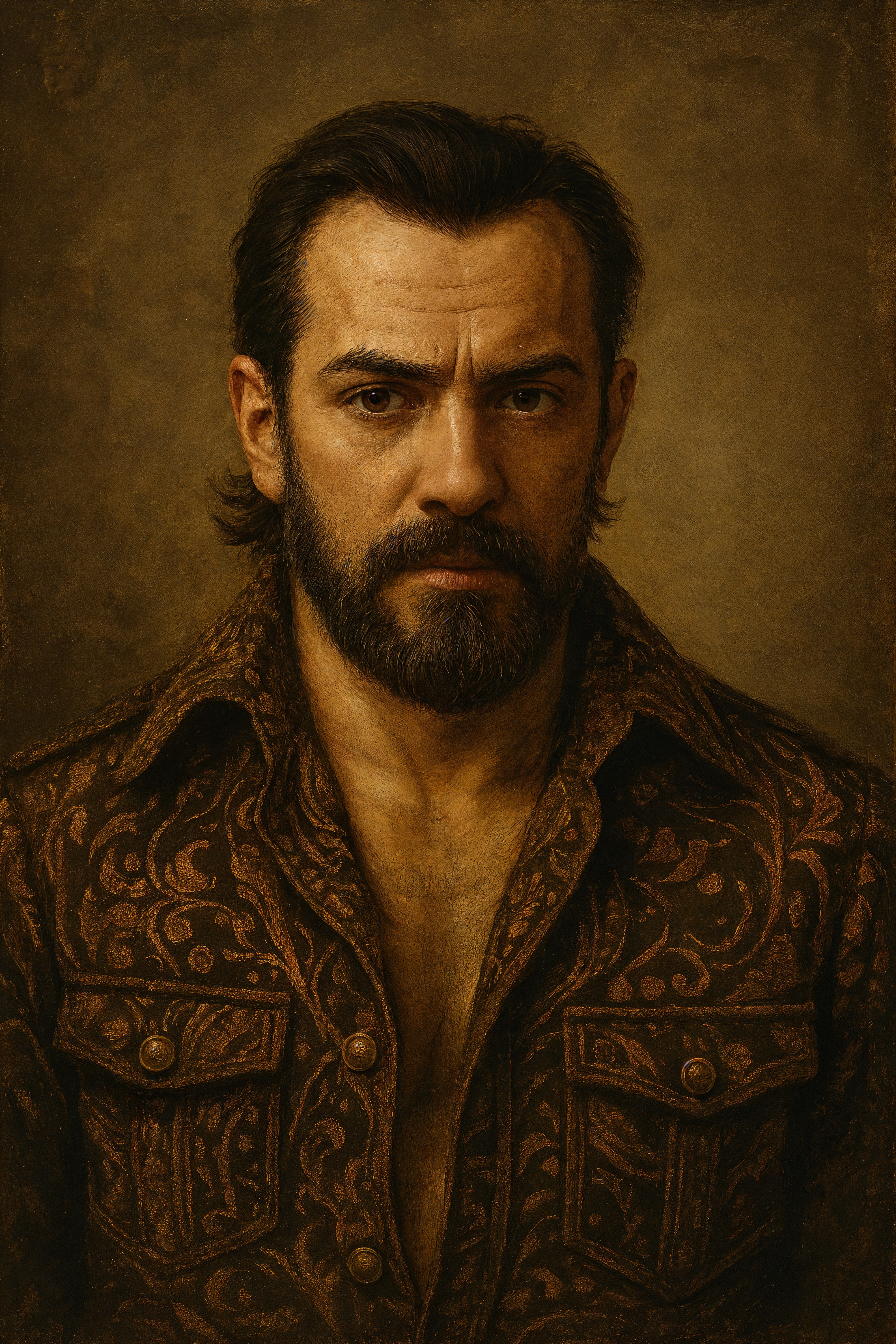 Portrait of a Man with Defined Features and Beard