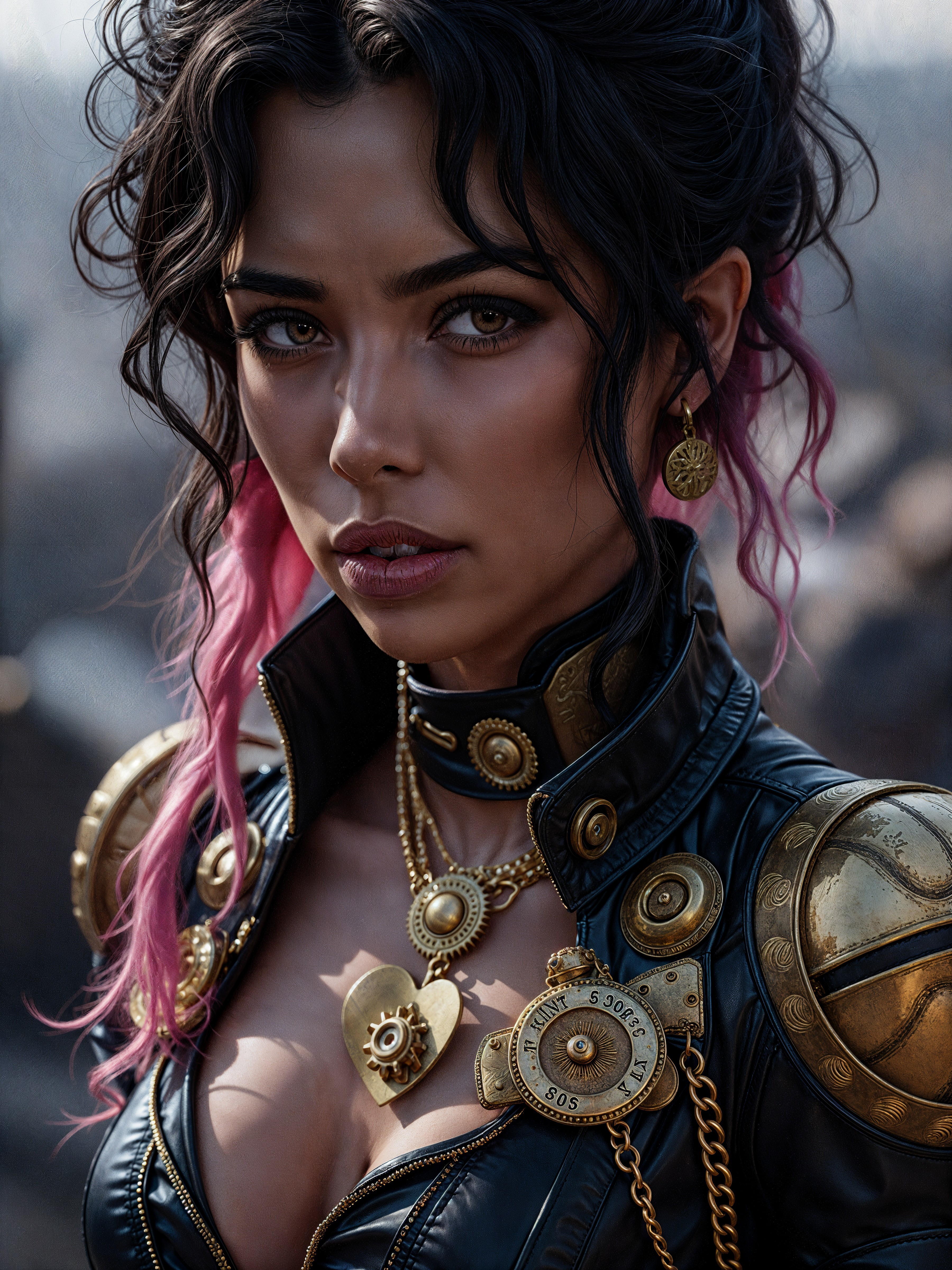 Portrait of a Young Woman in Steampunk Style