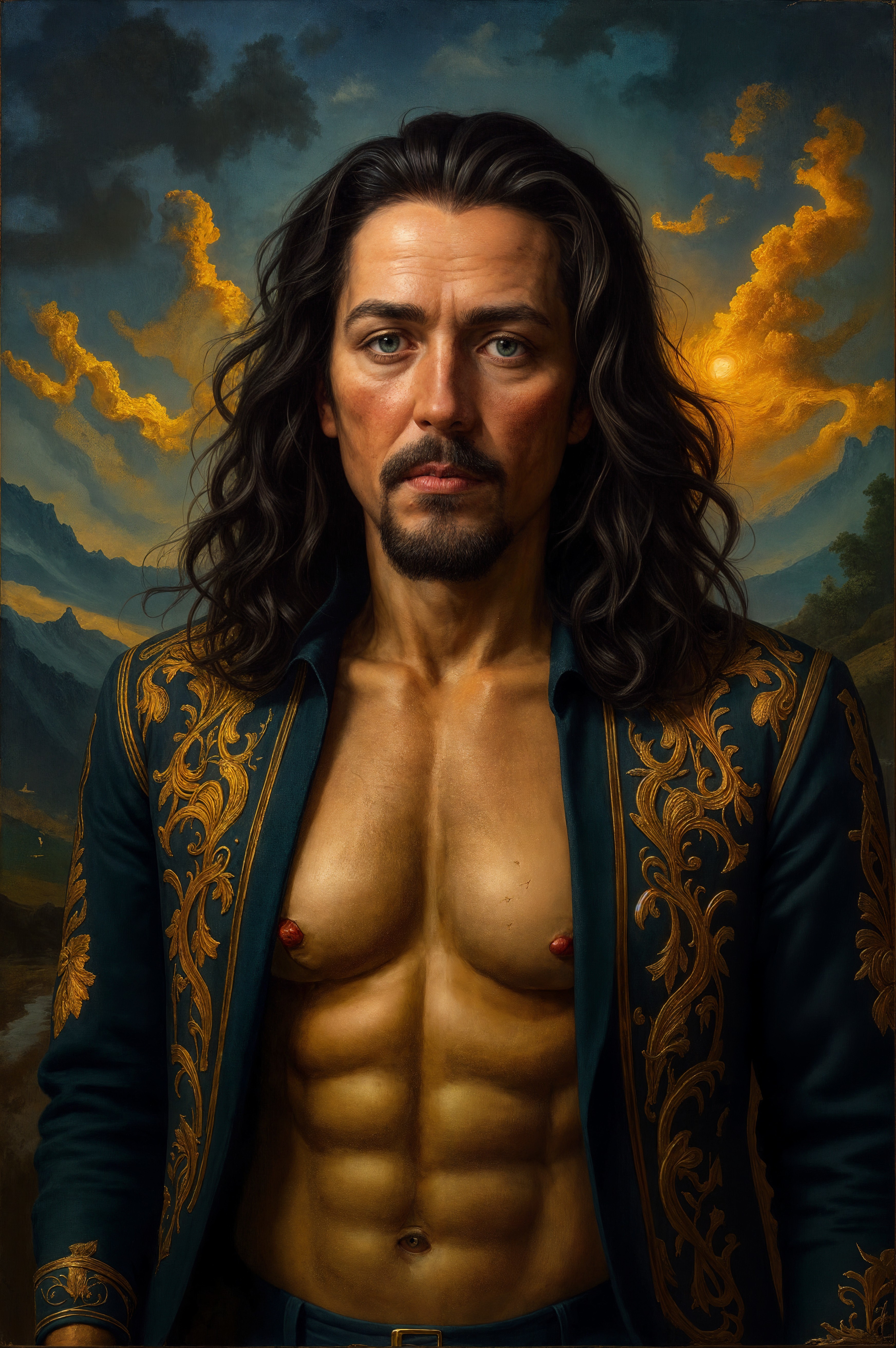 Portrait of a Muscular Man in Ornate Jacket