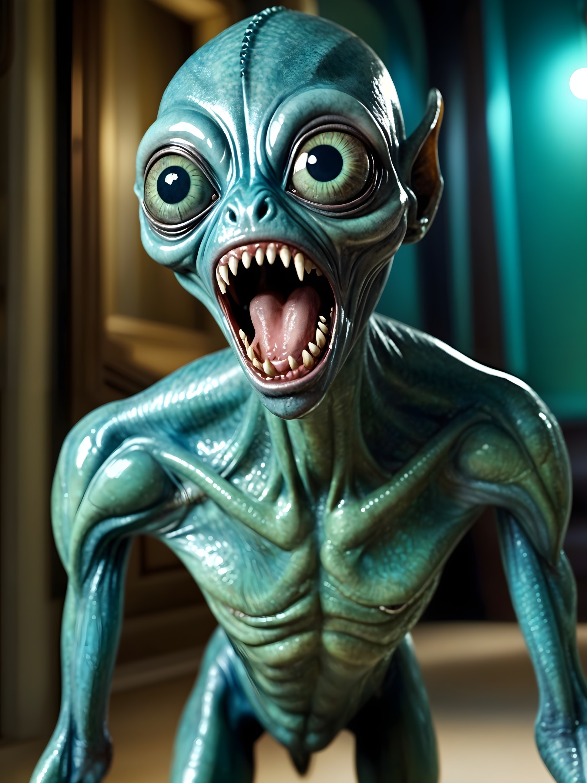 Vibrant Animated Alien Character with Expressive Features