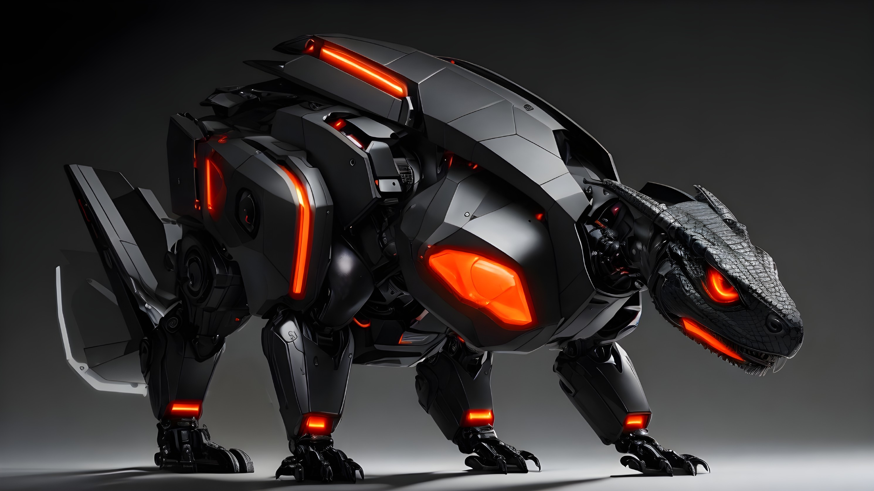 Futuristic Robotic Dinosaur with Metallic Design