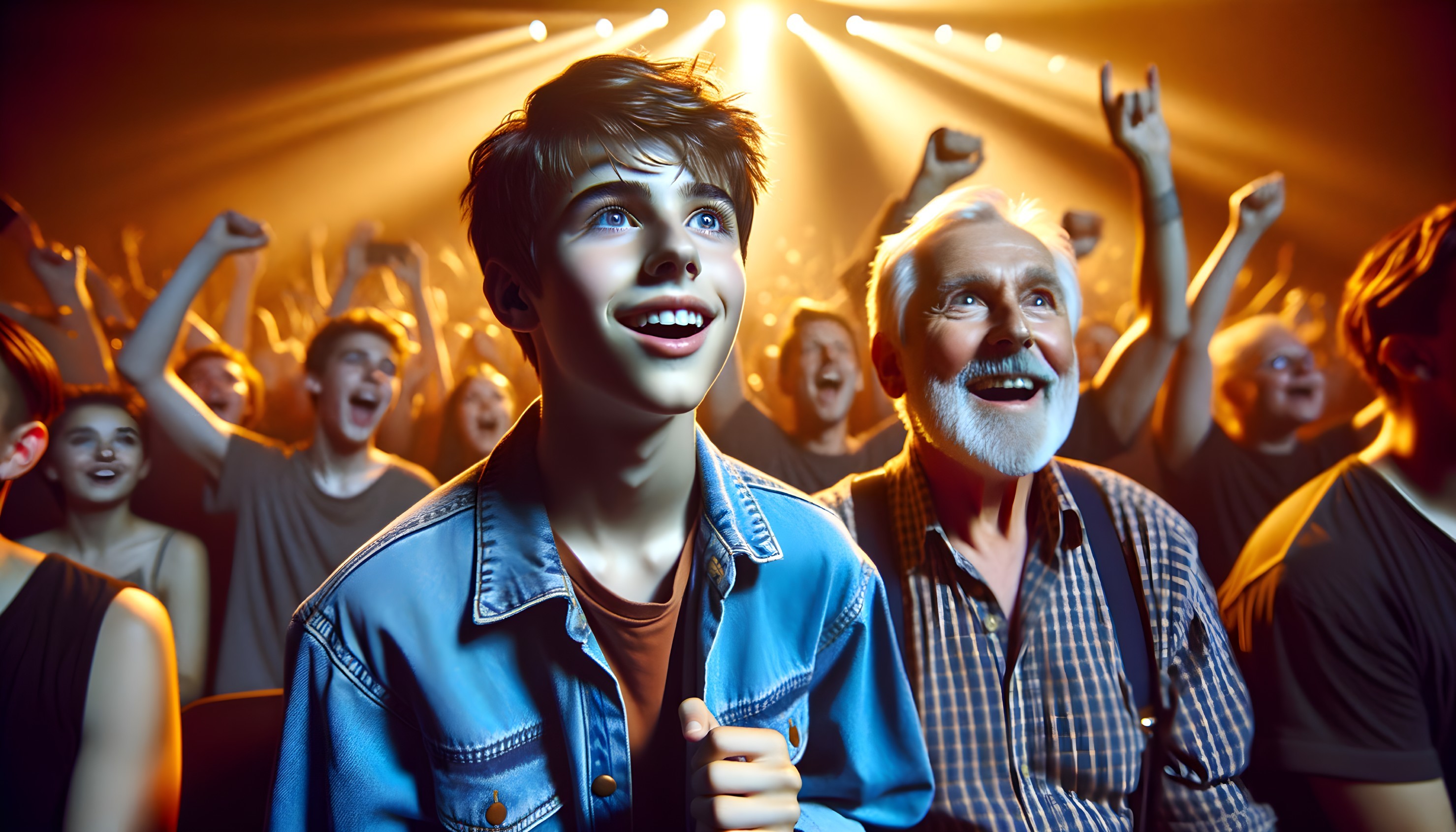 Vibrant Concert Scene with Enthusiastic Crowd and Joyful Moments