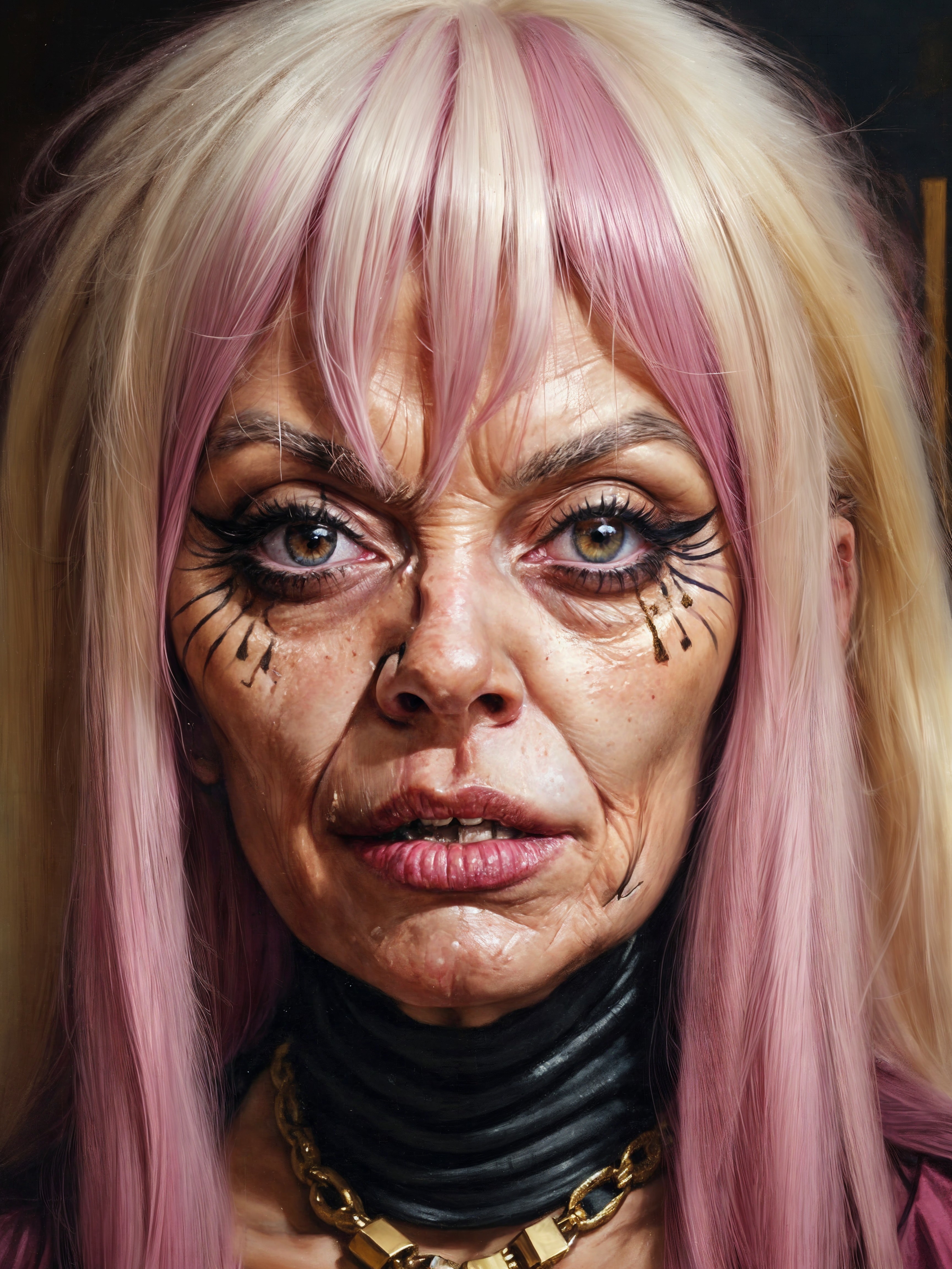 Elderly Woman with Dramatic Features and Stylish Hair