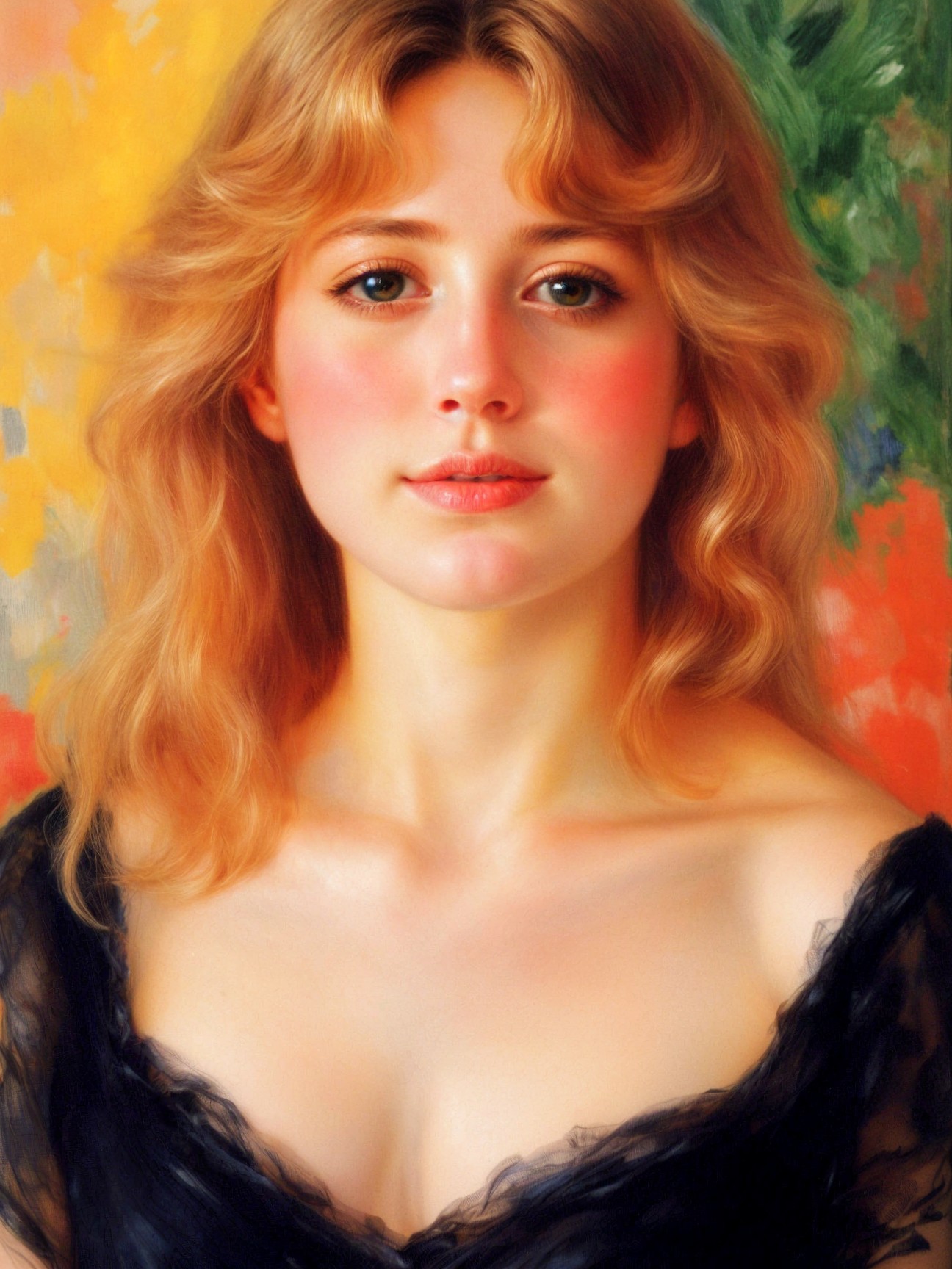 Portrait of a Young Woman with Wavy Blonde Hair