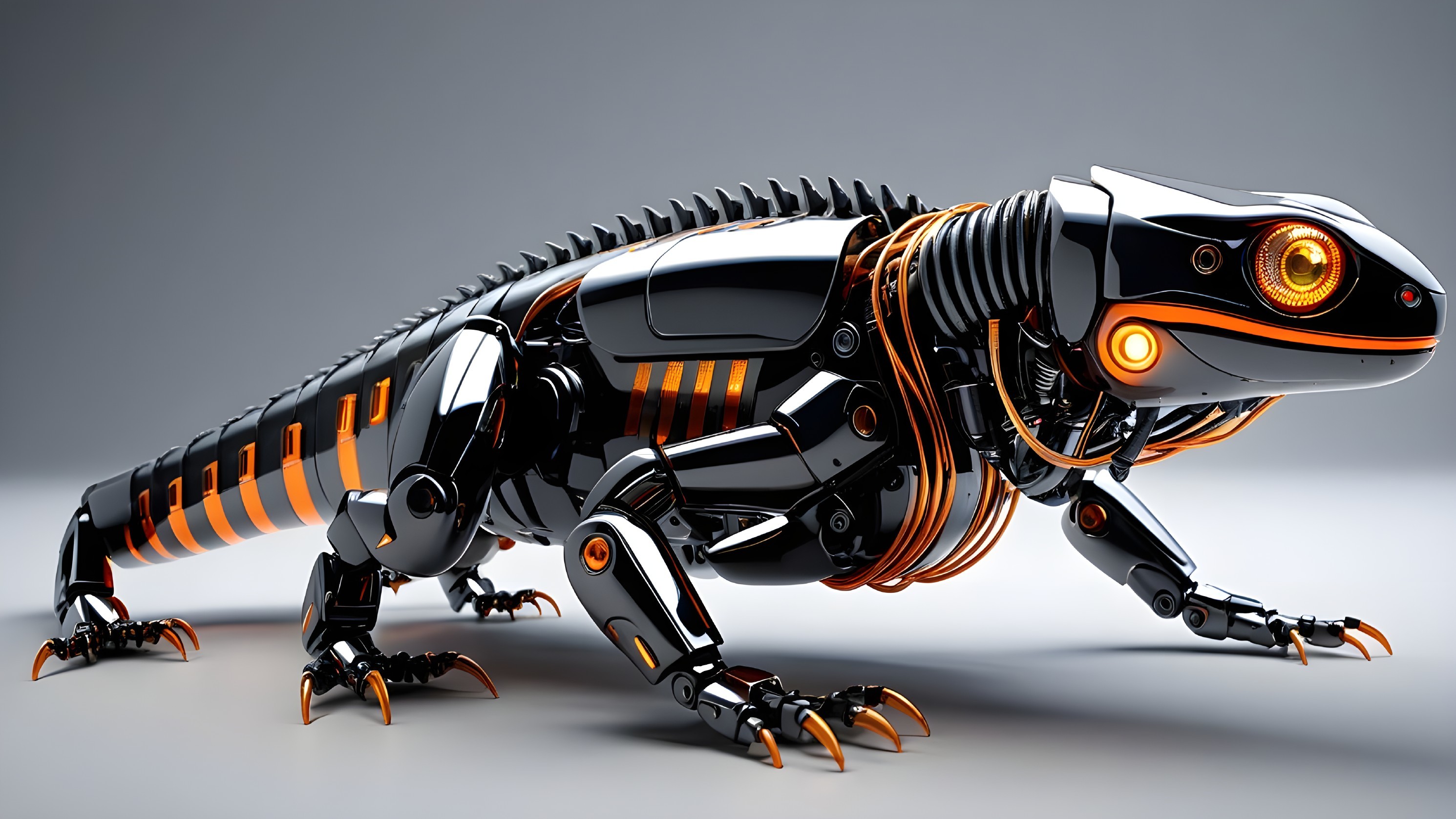 Futuristic Robotic Lizard with Metallic Design