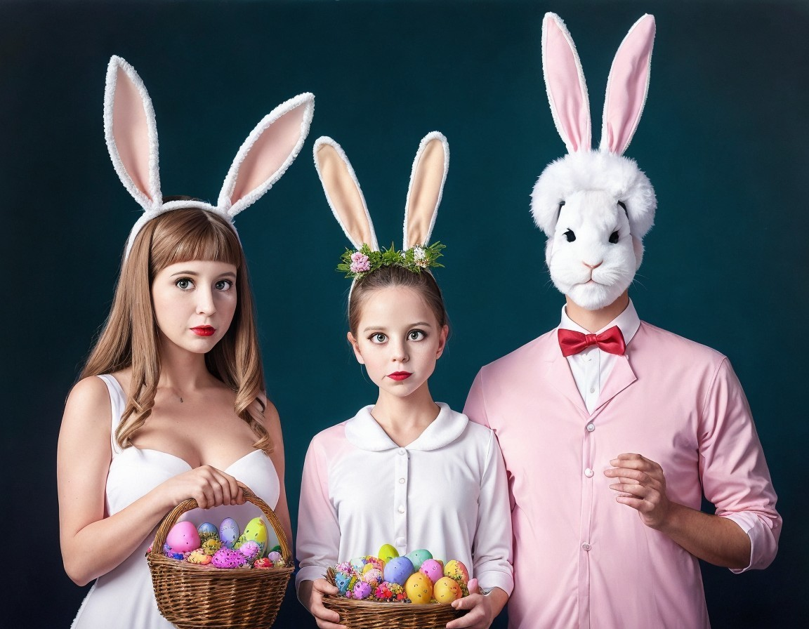 Playful Easter Theme with Colorful Eggs and Costumes