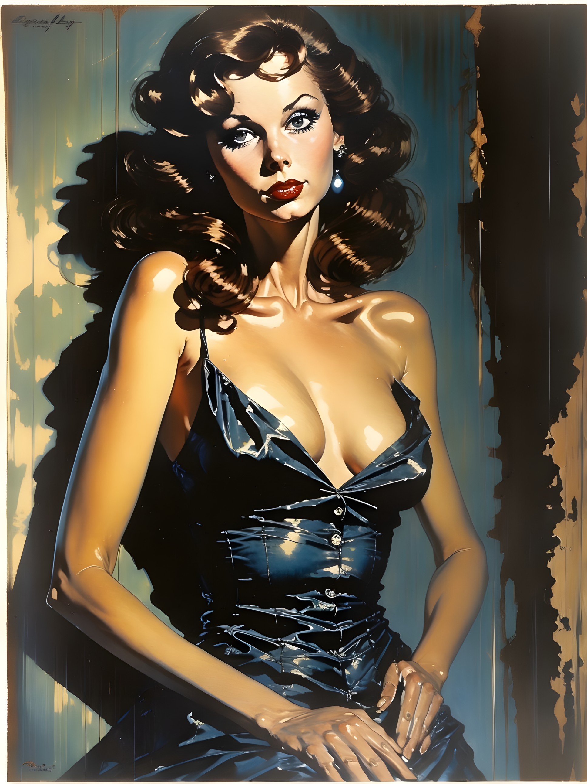 Glamorous Woman in Vintage Pin-Up Style Portrait