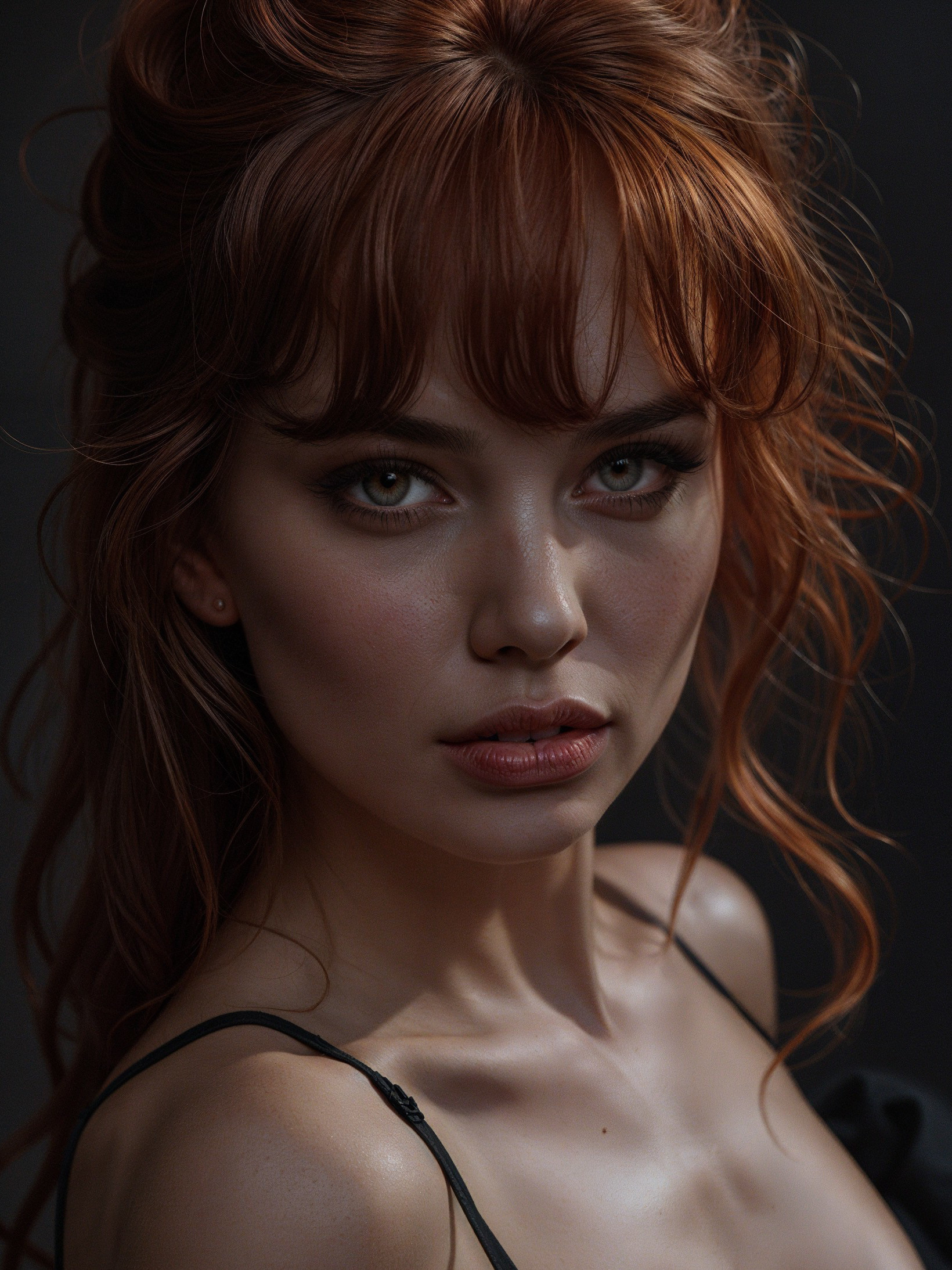 Close-Up Portrait of Woman with Fiery Red Hair