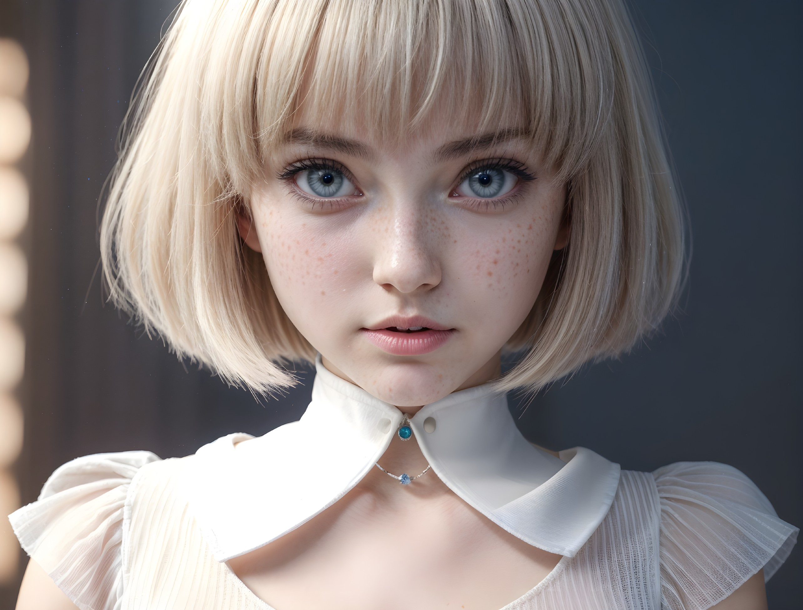 Close-up Portrait of a Young Girl with Blue Eyes