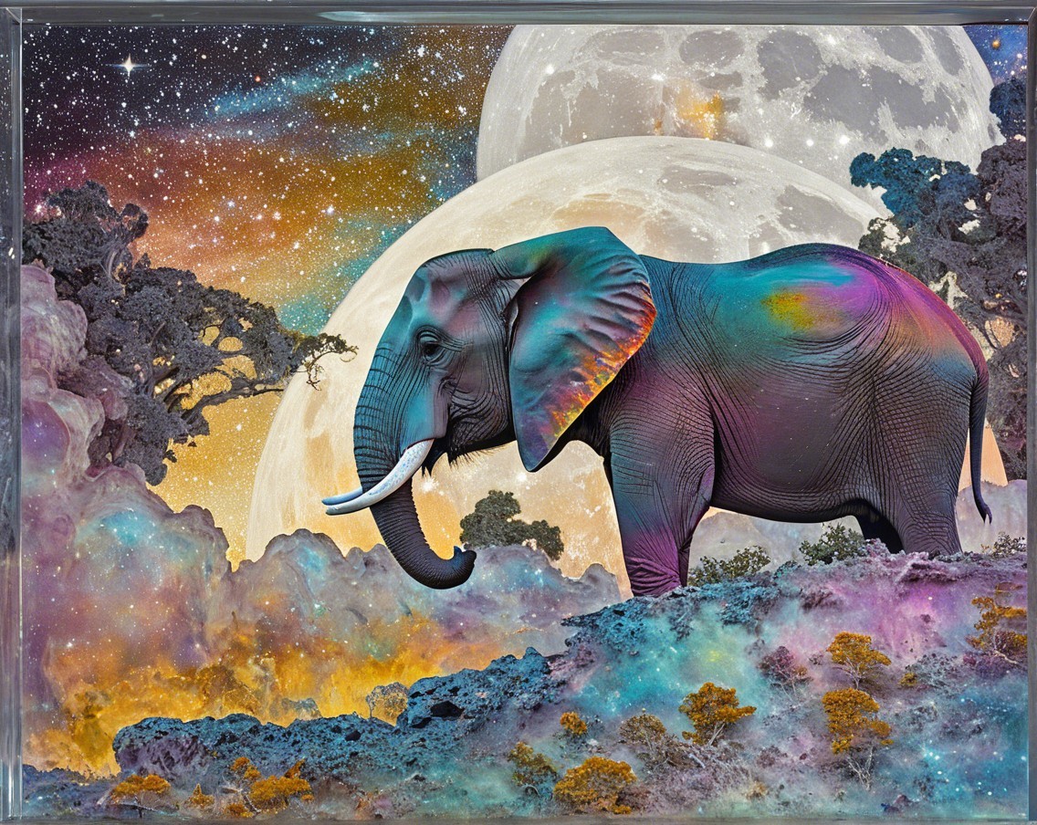 Majestic Elephant in a Surreal Cosmic Landscape