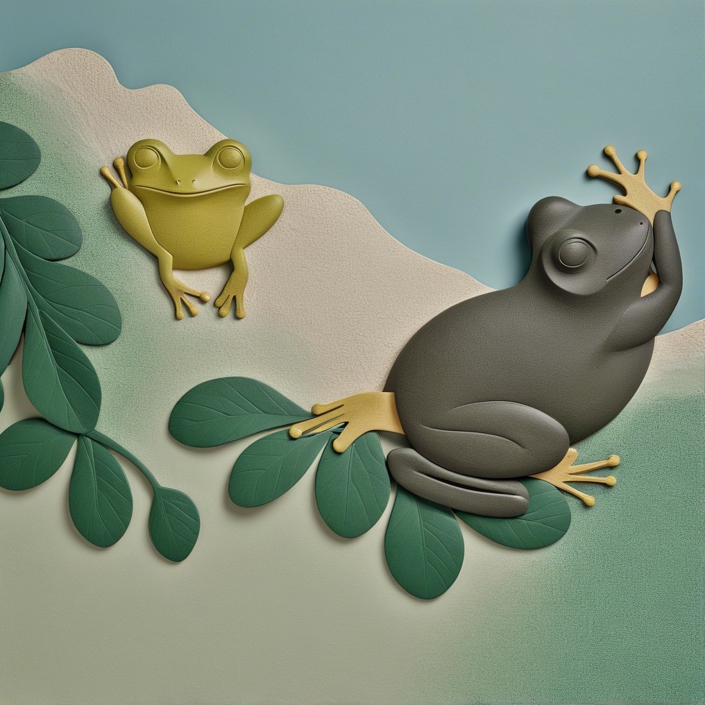 Stylized Frogs on Textured Nature-Inspired Background