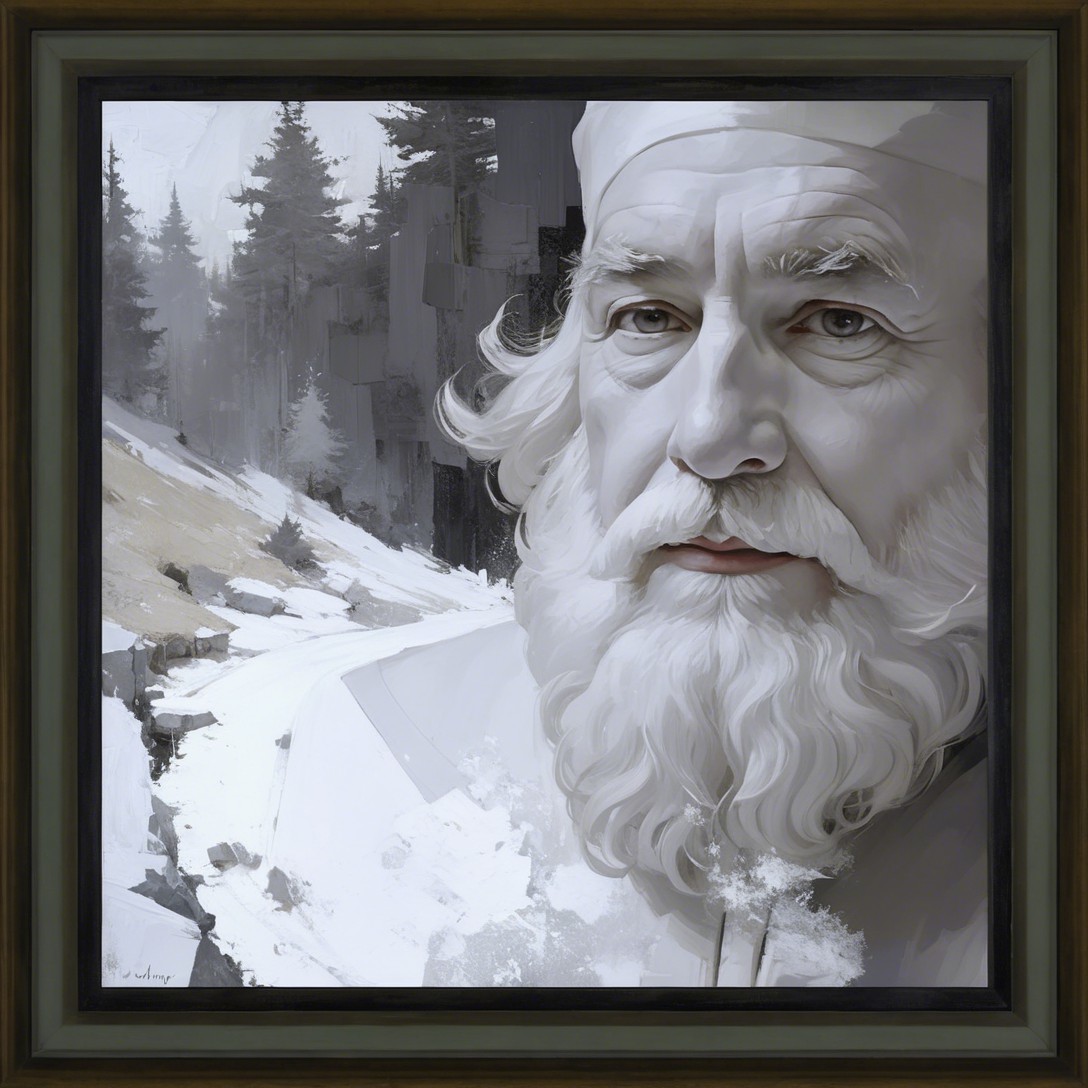 Detailed Portrait of Santa Claus in Winter Landscape