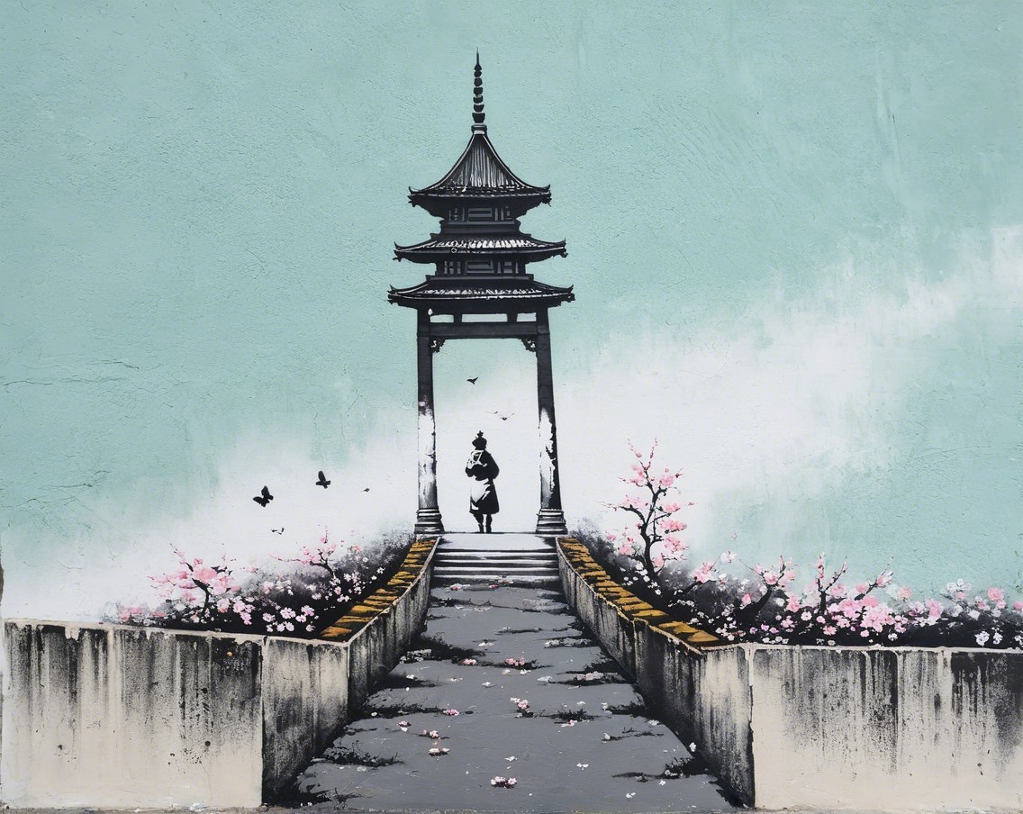 Traditional Pagoda Surrounded by Cherry Blossoms