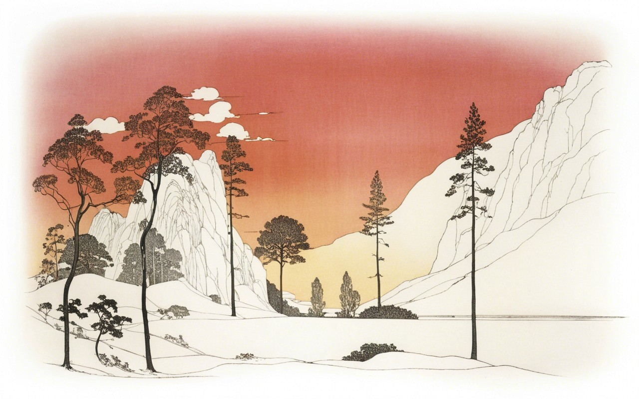 Serene Mountain Landscape with Tranquil Lake and Sky