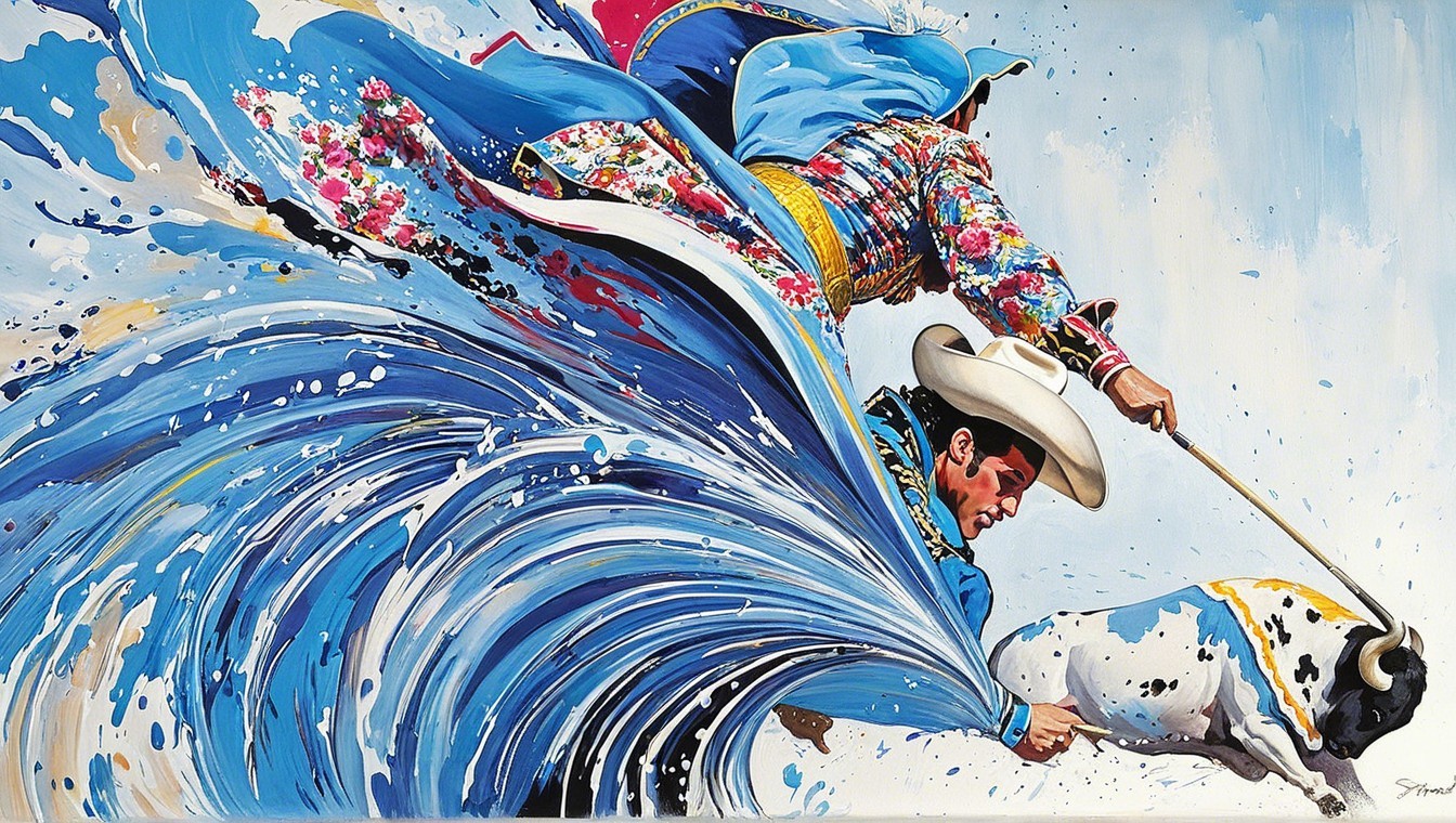 Dynamic Bullfighter in Vibrant Action Scene