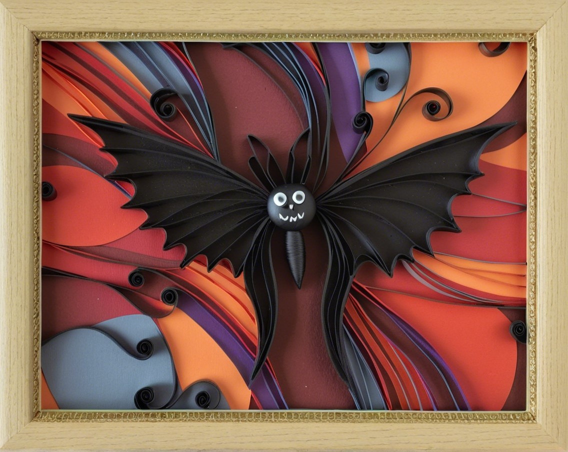Playful Bat Artwork on Vibrant Swirling Background
