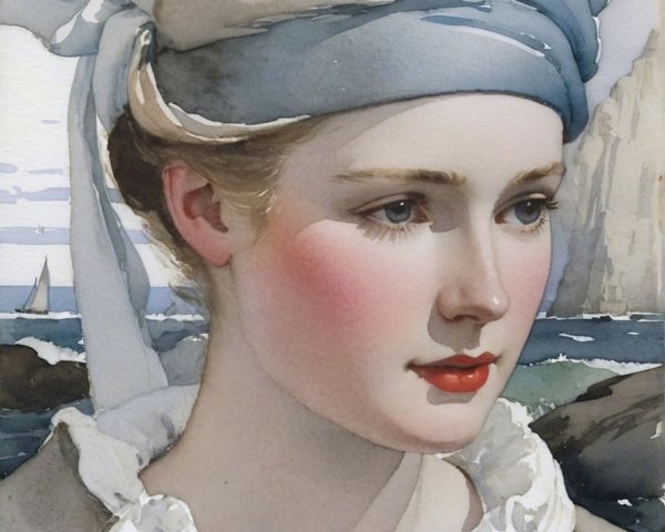 Portrait of a Young Woman in a Coastal Landscape