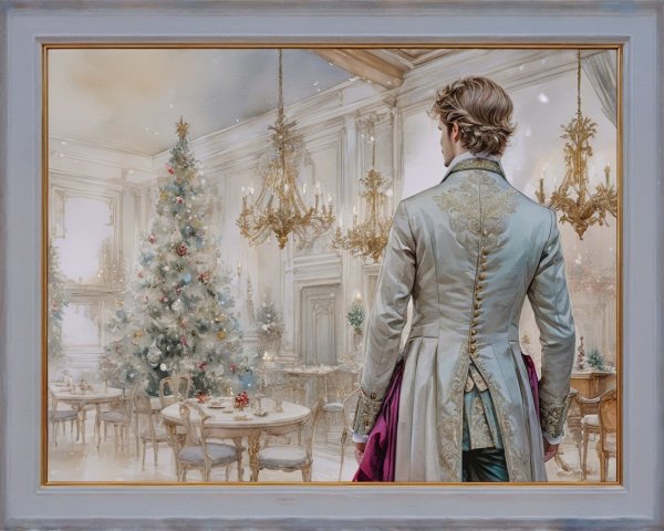 Elegant Man in Luxurious Holiday Ballroom Setting