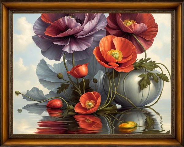 Vibrant Poppy Arrangement in Decorative Vase